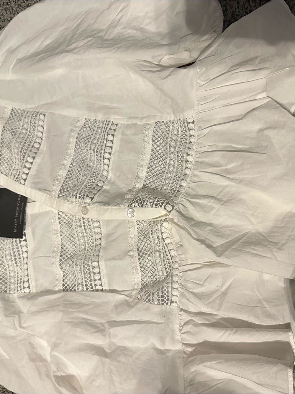 Marc By Marc Jacobs White Lace Panel Cotton Top
